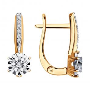 Золотые серьги SOKOLOV с бриллиантом 1022111 фото