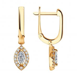 Золотые серьги SOKOLOV с бриллиантом 1022119 фото