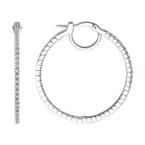 Серьги из белого золота SOKOLOV с бриллиантом 1022136-3 фото