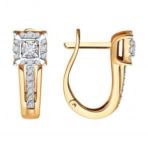 Золотые серьги SOKOLOV с бриллиантом 1022138 фото