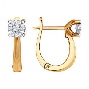 Золотые серьги SOKOLOV с бриллиантом 1022139 фото