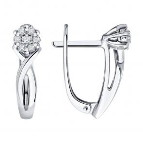 Серьги из белого золота SOKOLOV с бриллиантом 1022143-3 фото