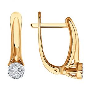 Золотые серьги SOKOLOV с бриллиантом 1022149 фото