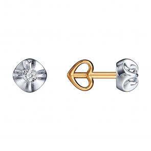 Золотые серьги SOKOLOV с бриллиантом 1022152 фото