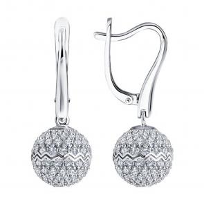 Серьги из белого золота SOKOLOV с бриллиантом 1022165-3 фото