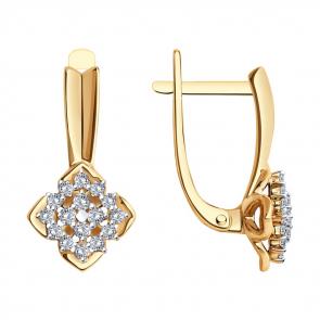 Золотые серьги SOKOLOV с бриллиантом 1022167 фото