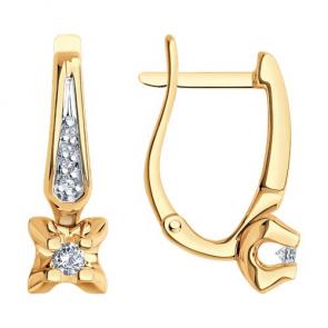 Золотые серьги SOKOLOV с бриллиантом 1022168 фото