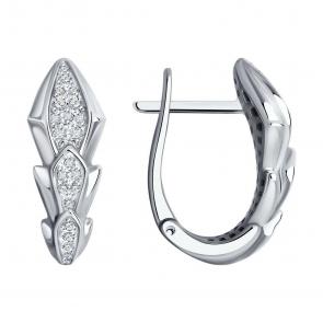 Серьги из белого золота SOKOLOV с бриллиантом 1022173-3 фото