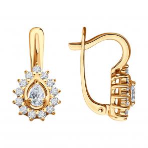 Золотые серьги SOKOLOV с бриллиантом выращенным 1022208-5 фото