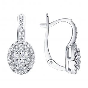 Серьги из белого золота SOKOLOV с бриллиантом 1022214-3 фото