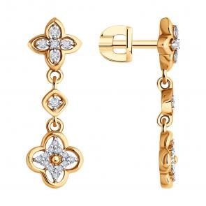 Золотые серьги SOKOLOV с бриллиантом 1022222 фото