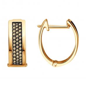 Золотые серьги SOKOLOV с коньячным бриллиантом 1022229 фото