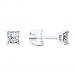 Серьги из белого золота SOKOLOV с бриллиантом выращенным 1022234-3-5 фото