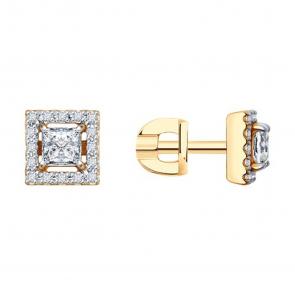 Золотые серьги SOKOLOV с бриллиантом 1022235 фото