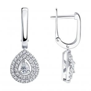 Серьги из белого золота SOKOLOV с бриллиантом выращенным 1022240-3-5 фото