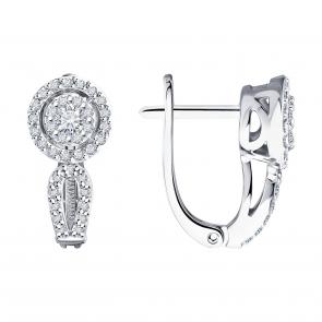 Серьги из белого золота SOKOLOV с бриллиантом 1022247-3 фото