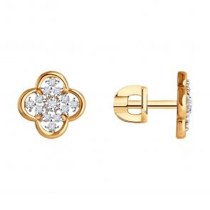 Золотые серьги SOKOLOV с бриллиантом 1022254 фото