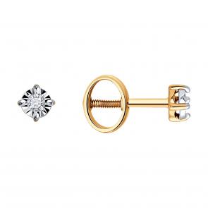 Золотые серьги SOKOLOV с бриллиантом 1022276 фото