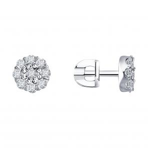 Серьги из белого золота SOKOLOV с бриллиантом 1022281-3 фото