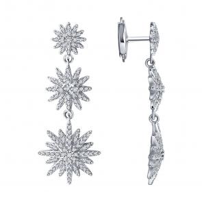 Серьги из белого золота SOKOLOV с бриллиантом 1022283-3 фото