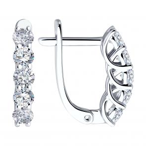 Серьги из белого золота SOKOLOV с бриллиантом 1022287-3 фото