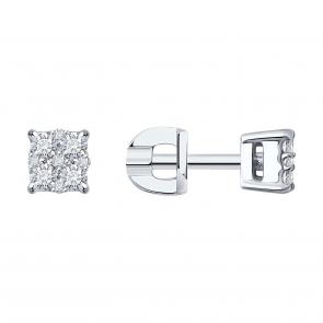 Серьги из белого золота SOKOLOV с бриллиантом 1022288-3 фото