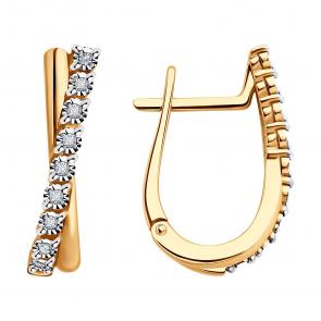 Золотые серьги SOKOLOV с бриллиантом 1022296 фото