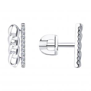 Серьги из белого золота SOKOLOV с бриллиантом 1022301-3 фото