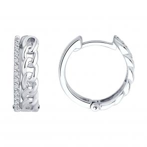 Серьги из белого золота SOKOLOV с бриллиантом 1022304-3 фото