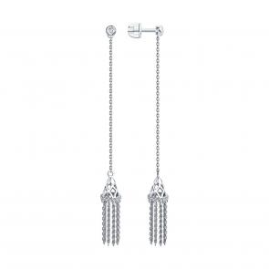 Серьги из белого золота SOKOLOV с бриллиантом 1022308-3 фото