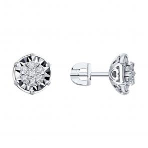Серьги из белого золота SOKOLOV с бриллиантом 1022309-3 фото