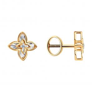 Золотые серьги SOKOLOV с бриллиантом 1022315 фото