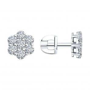 Серьги из белого золота SOKOLOV с бриллиантом 1022353-3 фото