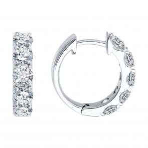 Серьги из белого золота SOKOLOV с бриллиантом выращенным 1022370-3-5 фото