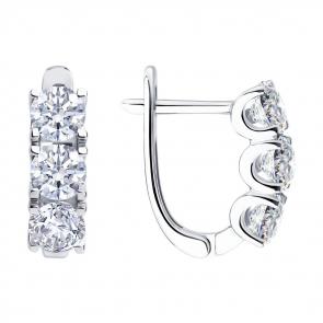 Серьги из белого золота SOKOLOV с бриллиантом выращенным 1022371-3-5 фото