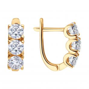 Золотые серьги SOKOLOV с бриллиантом выращенным 1022371-5 фото