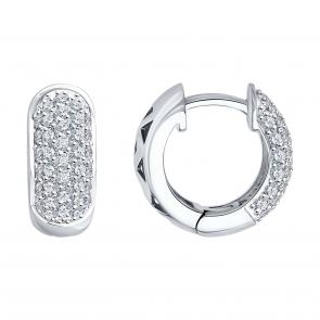 Серьги из белого золота SOKOLOV с бриллиантом 1022379-3 фото