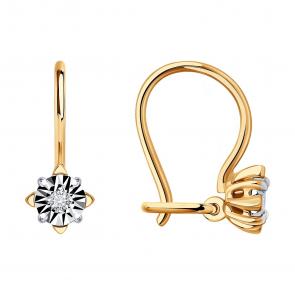 Золотые серьги SOKOLOV с бриллиантом 1022389 фото