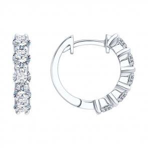 Серьги из белого золота SOKOLOV с бриллиантом выращенным 1022390-3-5 фото