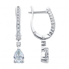 Серьги из белого золота SOKOLOV с бриллиантом выращенным 1022391-3-5 фото