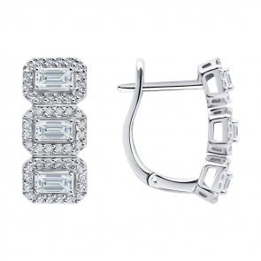 Серьги из белого золота SOKOLOV с бриллиантом выращенным 1022392-3-5 фото