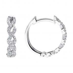 Серьги из белого золота SOKOLOV с бриллиантом 1022397-3 фото