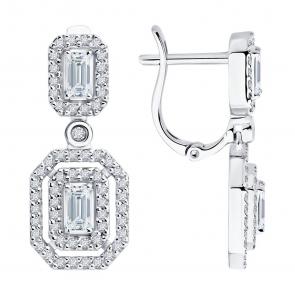 Серьги из белого золота SOKOLOV с бриллиантом выращенным 1022400-3-5 фото