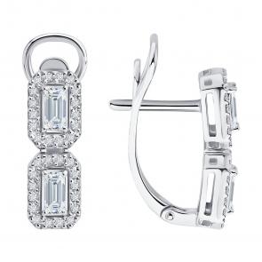 Серьги из белого золота SOKOLOV с бриллиантом выращенным 1022402-3-5 фото