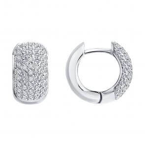 Серьги из белого золота SOKOLOV с бриллиантом 1022404-3 фото