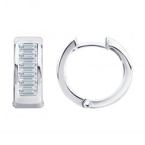 Серьги из белого золота SOKOLOV с бриллиантом выращенным 1022406-3-5 фото