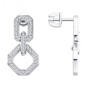 Золотые серьги SOKOLOV с бриллиантом 1022417-3 фото