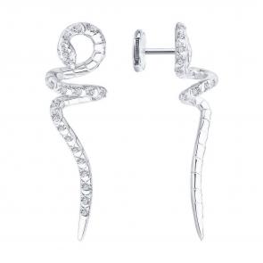 Серьги из белого золота Символ года Змея SOKOLOV с бриллиантом 1022418-3 фото