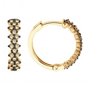 Золотые серьги SOKOLOV с коньячным бриллиантом 1022419 фото