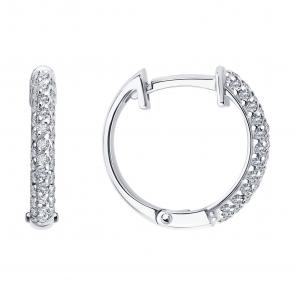 Серьги из белого золота SOKOLOV с бриллиантом 1022421-3 фото